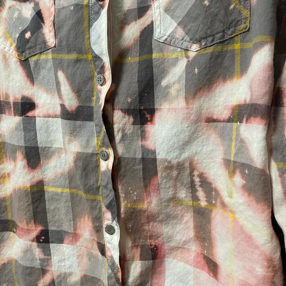 Bleached Plaid Button Down Shirt - image 3